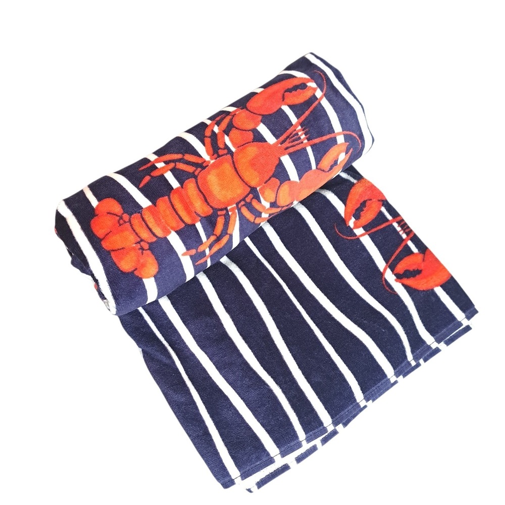 Brooks Brothers Oversized Beach Towel Lobster Print 100% Cotton‎ 36x72 Nautical